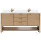 James Martin Vanities Solene 72" Double Bathroom Vanity in Seaside Oak with Single Hole 3 cm White Zeus Quartz Top and Rectangular Sinks, , large