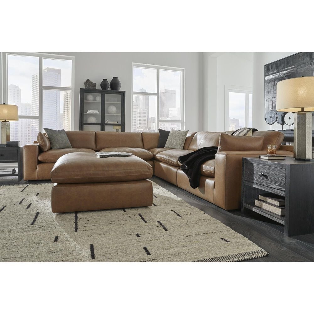 Ashley Emilia Oversized Accent Ottoman in Caramel, , large