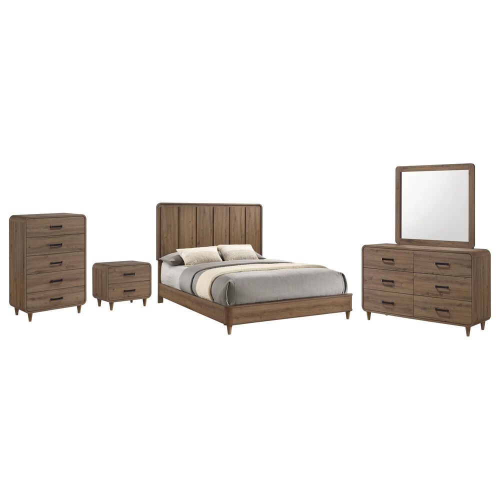 Crown Mark Nyomi 5 Piece Queen Panel Bedroom Set in Light Brown, , large