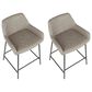 LumiSource Daniella 24" Counter Stool with Grey Upholstery in Black (Set of 2), , large