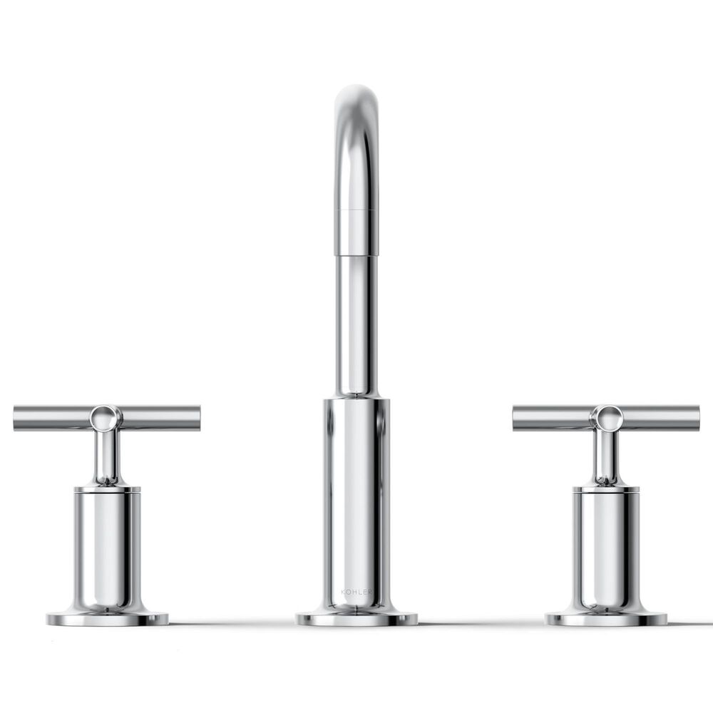 Kohler Purist Widespread Bathroom Sink Faucet with Cross Handles and High Gooseneck Spout in Polished Chrome, , large