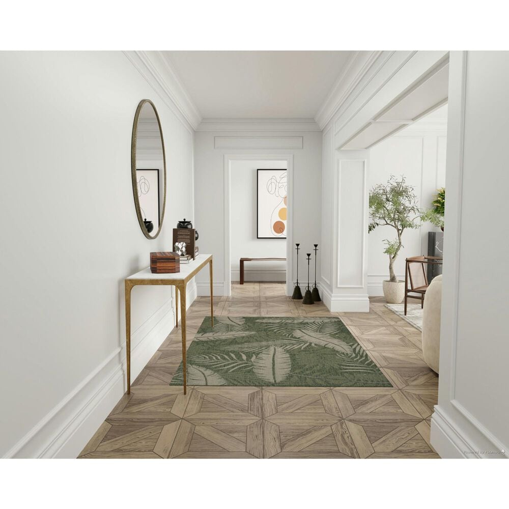 Nourison Garden Oasis GOA02 Green and Ivory 5&#39; x 7&#39; Indoor/Outdoor Area Rug, , large