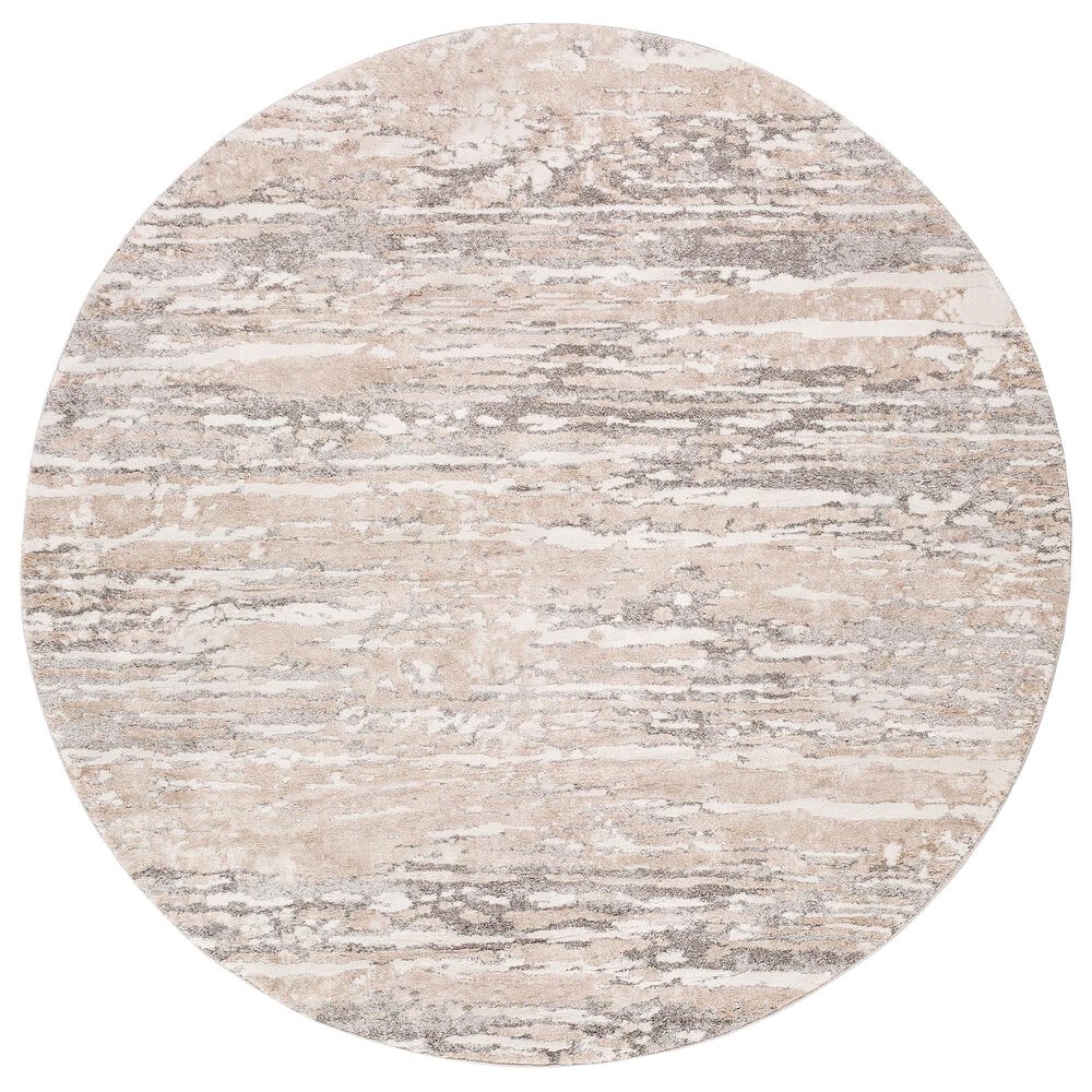 Surya Venice VNE-2302 7"9" Round Light Gray, Camel and Ivory Area Rug, , large
