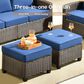HOMLUX 5-Piece Patio Conversation Set with Brown Wicker in Navy Blue, , large