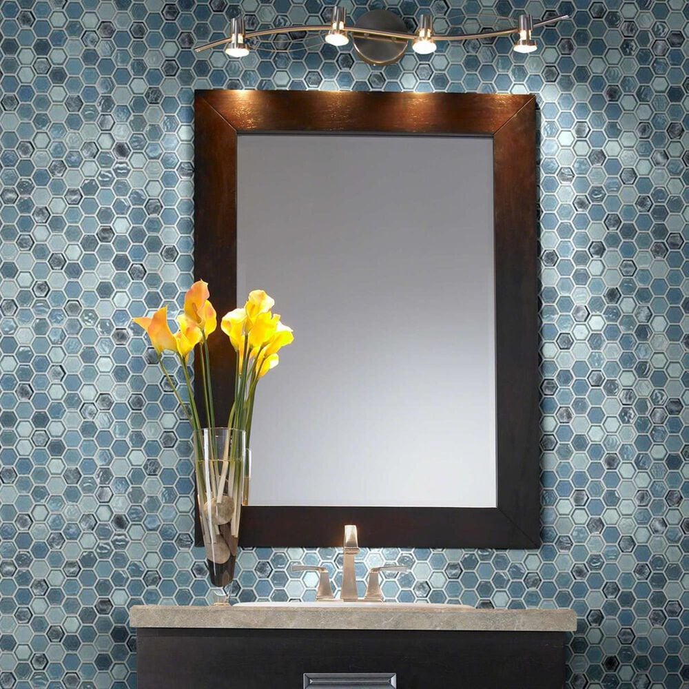 Shaw Molten Hexagon Santorini 11.49" x 11.02" Glass Mosaic Sheet, , large