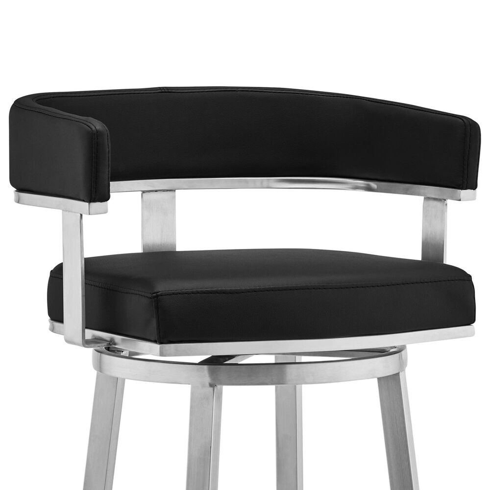 Blue River Lorin 26&quot; Swivel Counter Stool with Black Cushion in Stainless Steel, , large