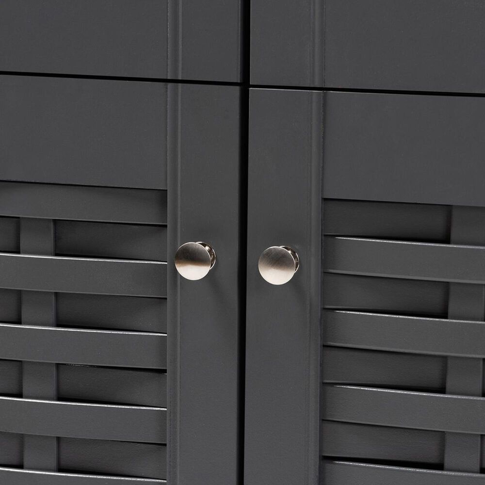Baxton Studio Winda 4-Door Entryway Shoe Storage Cabinet in Dark Gray, , large