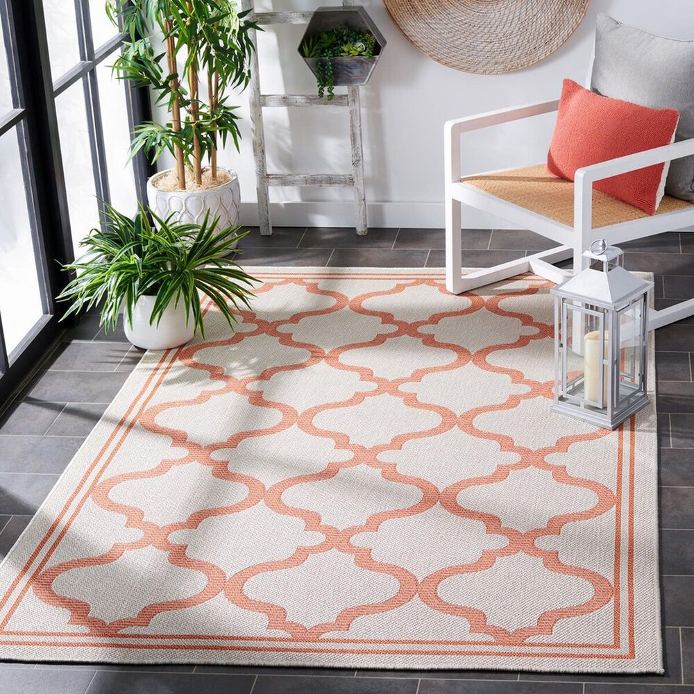 Safavieh Bermuda 3&#39; x 5&#39; Ivory and Rust Indoor/Outdoor Area Performance Rug, , large