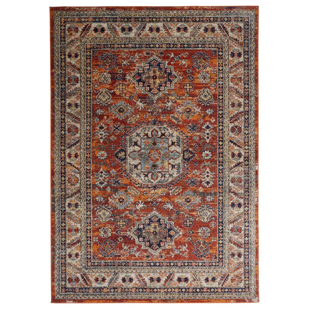 Feizy Rugs Bellini 9"2" x 12"4" Orange and Multicolor Area Rug, , large