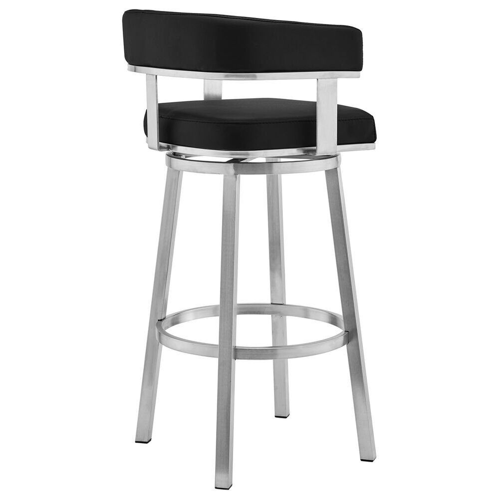 Blue River Lorin 26&quot; Swivel Counter Stool with Black Cushion in Stainless Steel, , large