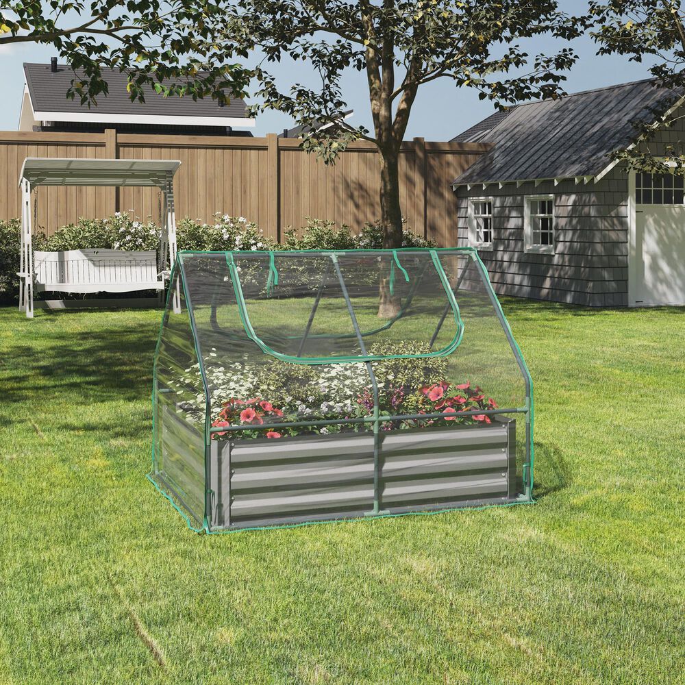 Timberlake Raised Garden Bed with Green House in Green, , large