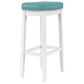 Linon Home Decor Claridge Bar Stool with Teal Cushion in Bright White, , large