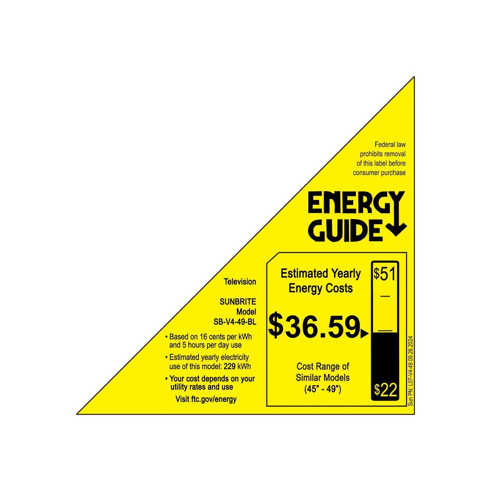 Sunbrite 49" Veranda 4 Series - Smart Outdoor TV - Full Shade - 4K UHD HDR, , large