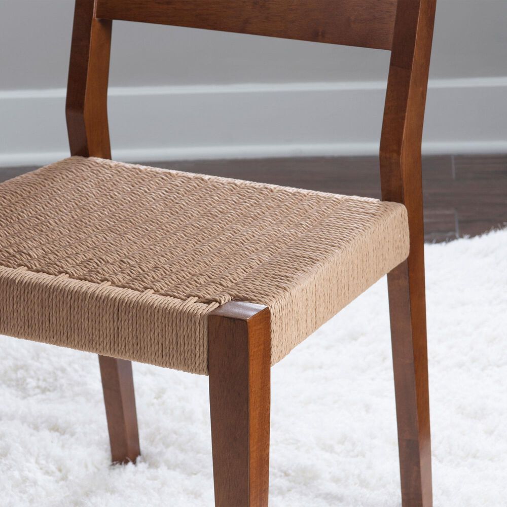 Linon Home Decor Cadence Side Chair with Woven Rope Seat in Brown (Set of 2), , large