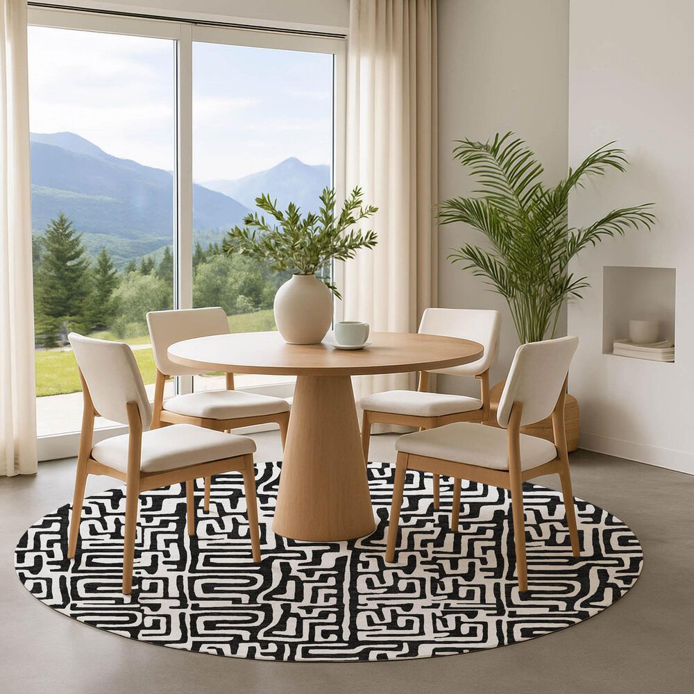 Dalyn Rug Company The Reserve TR1 Black 8&#39; Round Indoor/Outdoor Area Rug, , large