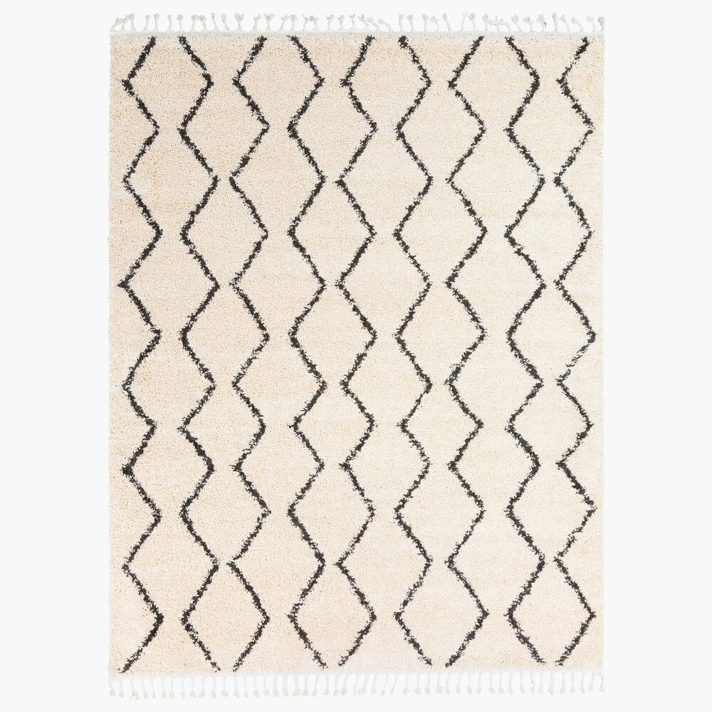 Surya Berber Shag BBE2303 5"3" x 7"3" Charcoal and Light Beige Area Rug, , large