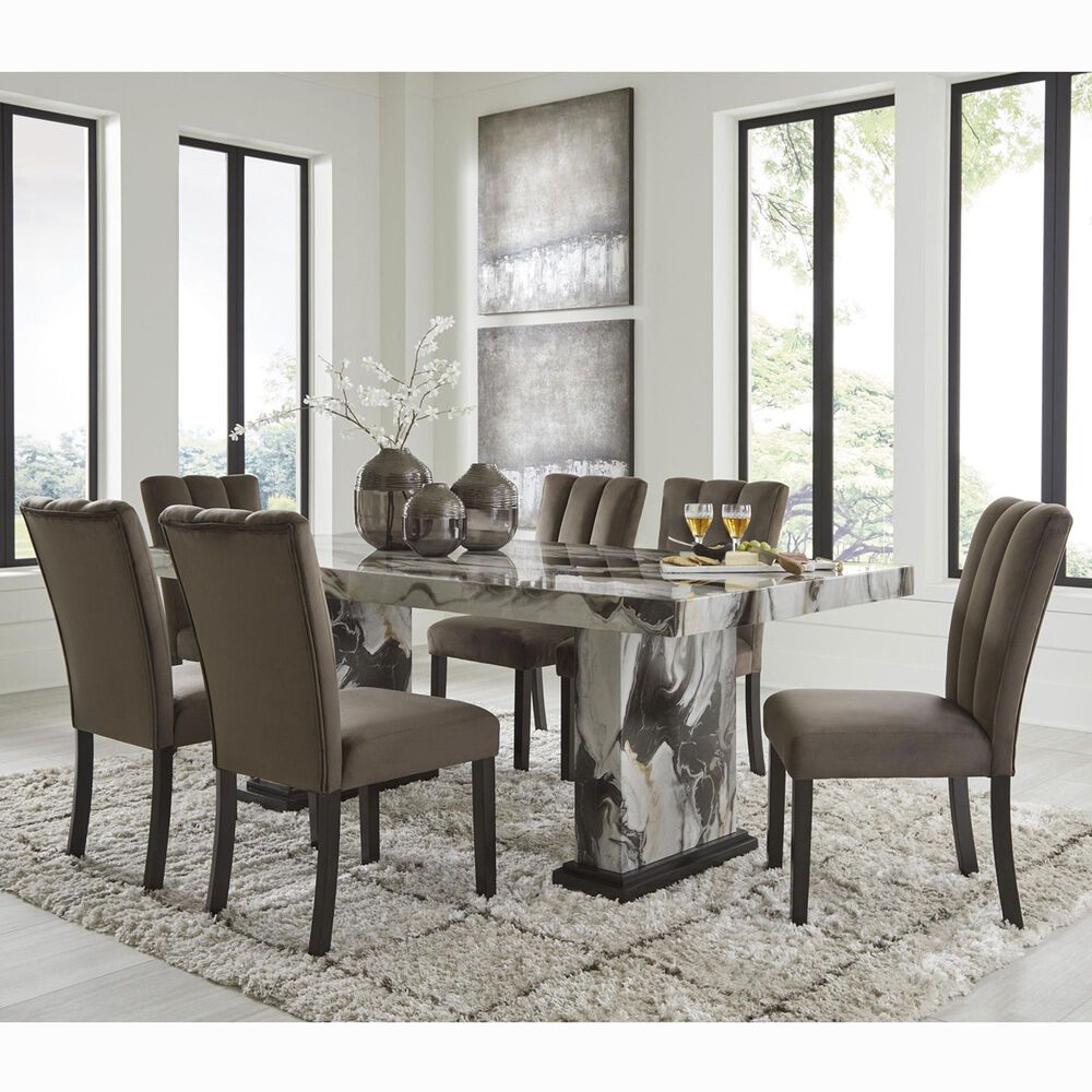 Ashley Jeshina 7-Piece Rectangular Dining Set in White, Dark Brown, Beige, , large
