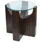 Nicolette Home Beckham Round End Table in Rustic Tavern and Clear, , large
