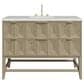 James Martin Vanities Emmeline 48" Single Vanity in Pebble Oak with 3 cm Ethereal Noctis Quartz Top, , large