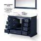 Lexora Home Dukes 48" Single Bathroom Vanity in Navy Blue with 2 cm White Quartz Top and Rectangular Sink, , large