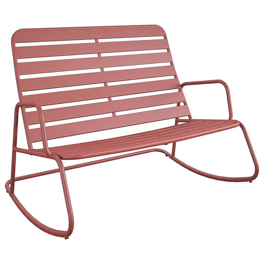 DHP Roberta Patio Rocker Loveseat in Red, , large