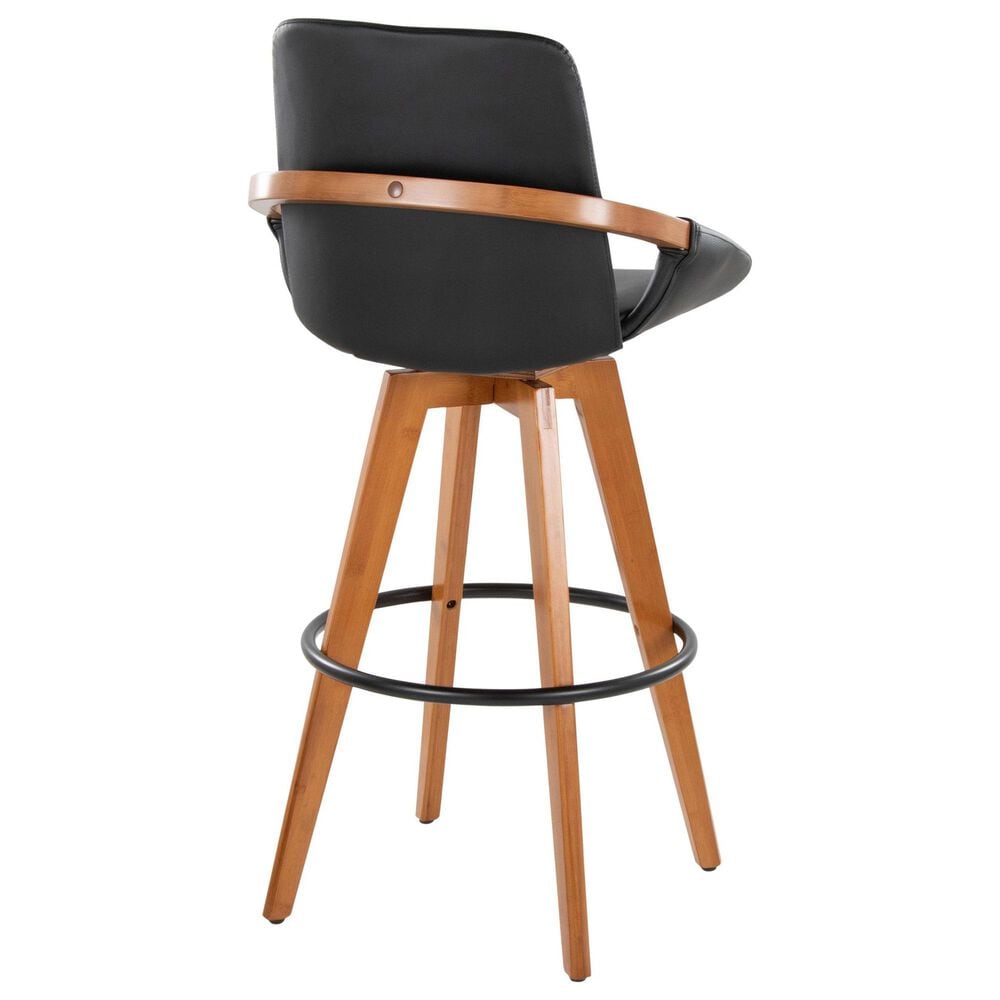 Lumisource Cosmo Swivel Barstool with Black Cushion in Walnut and Black, , large