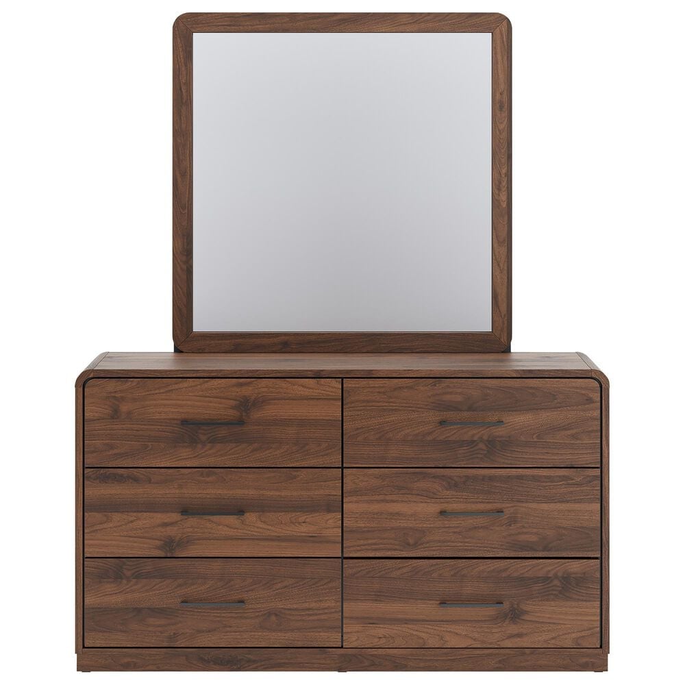 Ashley Fortlorn Dresser and Mirror in Walnut Brown, , large