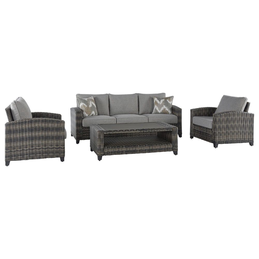 Ashley Oasis Court 4-Piece Patio Conversation Set in Gray, , large