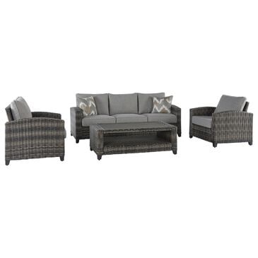 Ashley Oasis Court 4-Piece Patio Conversation Set in Gray, , large