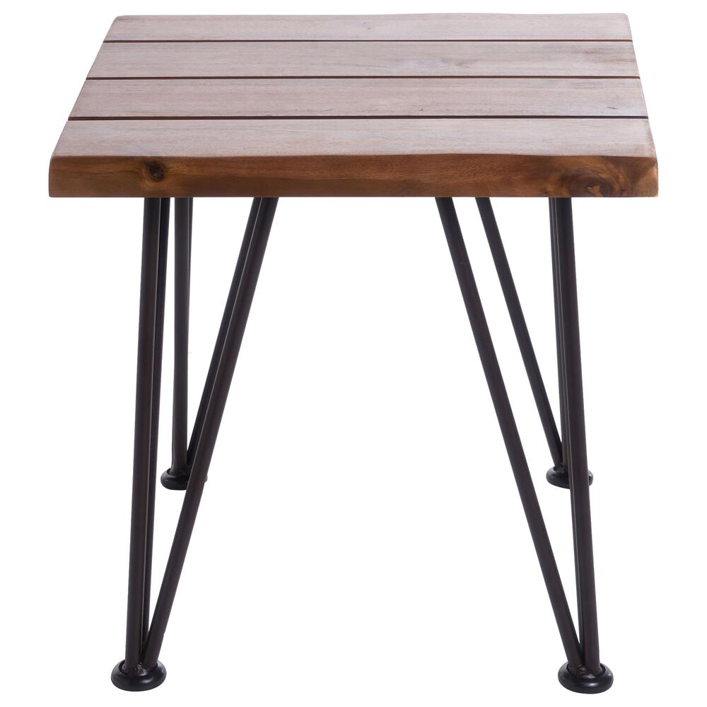 Hearth and Haven Zion 3-Piece Outdoor Coffee Table and Accent Table Set with Metal Hairpin Legs in Teak, , large
