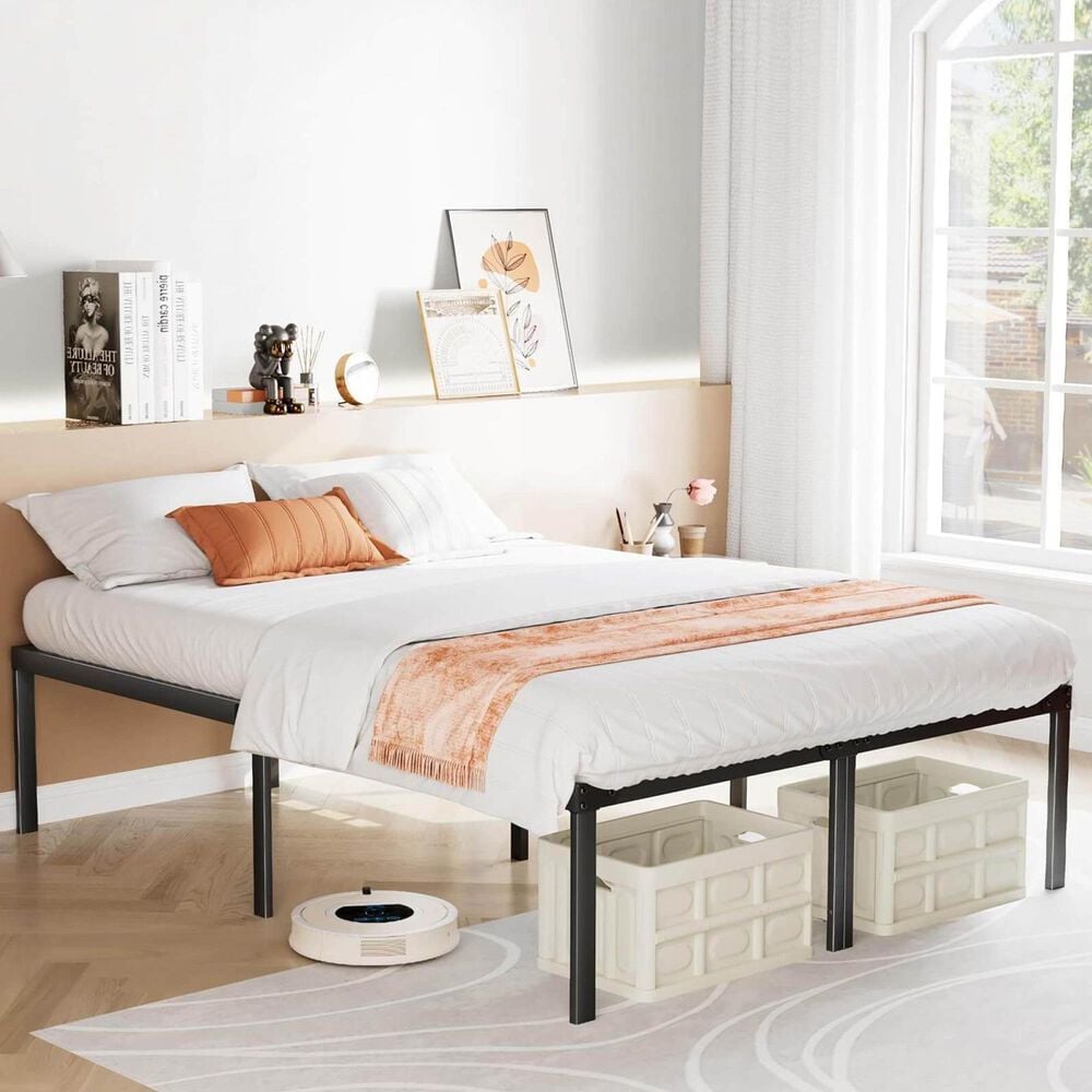 Hearth and Haven Full Heavy Duty Metal Bed Frame in Black, , large