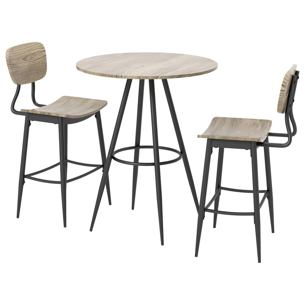 Furniture of America Summers 3-Piece Counter Height Pub Table Set in Gray and Bronze, , large