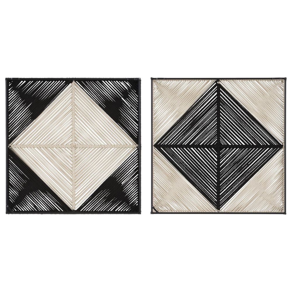 Uttermost Seeing Double Rope Wall Squares in Black and Off White &#40;Set of 2&#41;, , large