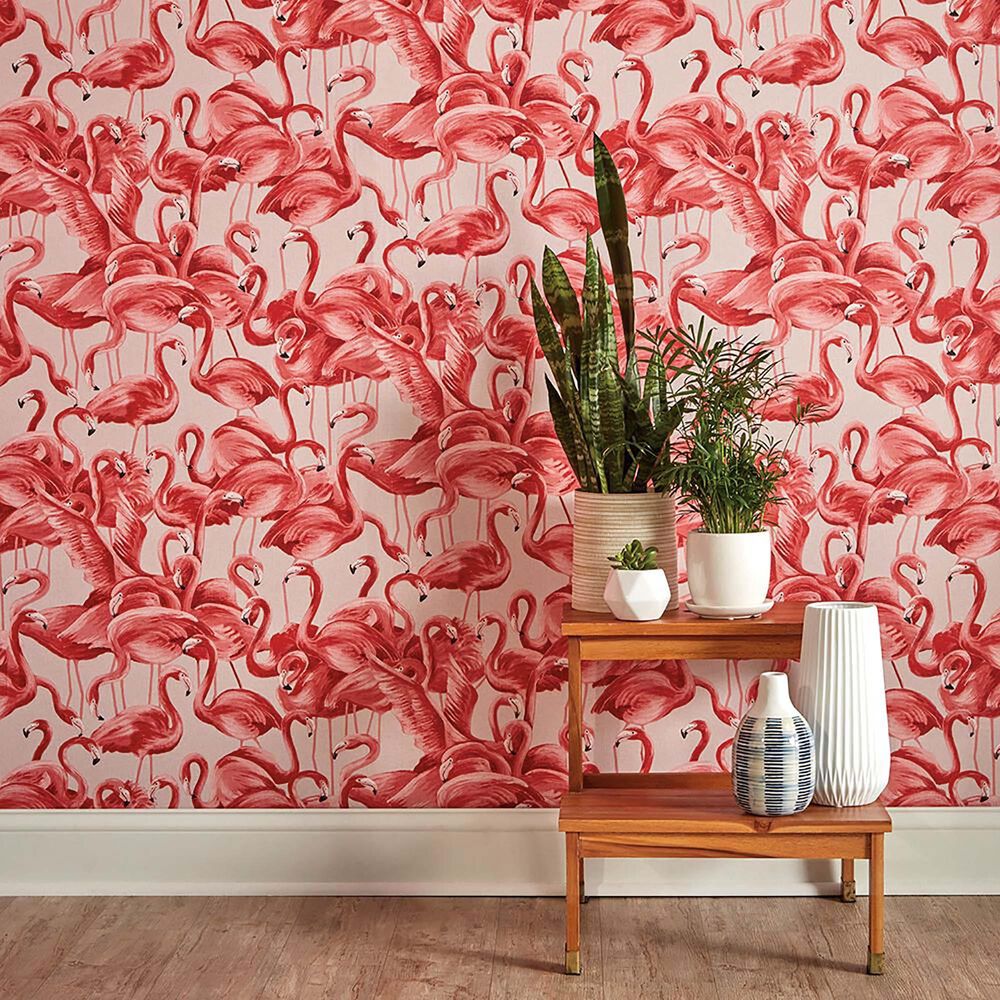 Tempaper Flamingo Cheeky Pink Peel and Stick Wallpaper, , large