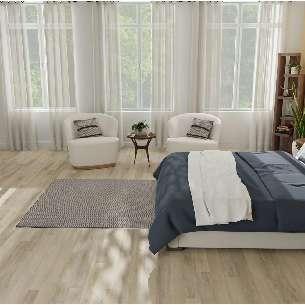 Nourison Courtyard Ivory and Charcoal 5&#39; Square Indoor/Outdoor Area Rug, , large