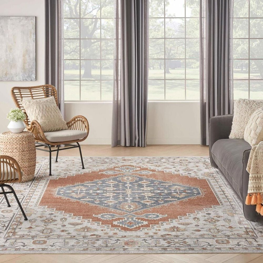 Nourison Astra Machine Washable ASW11 9&#39; x 12&#39; Grey and Multicolor Area Rug, , large