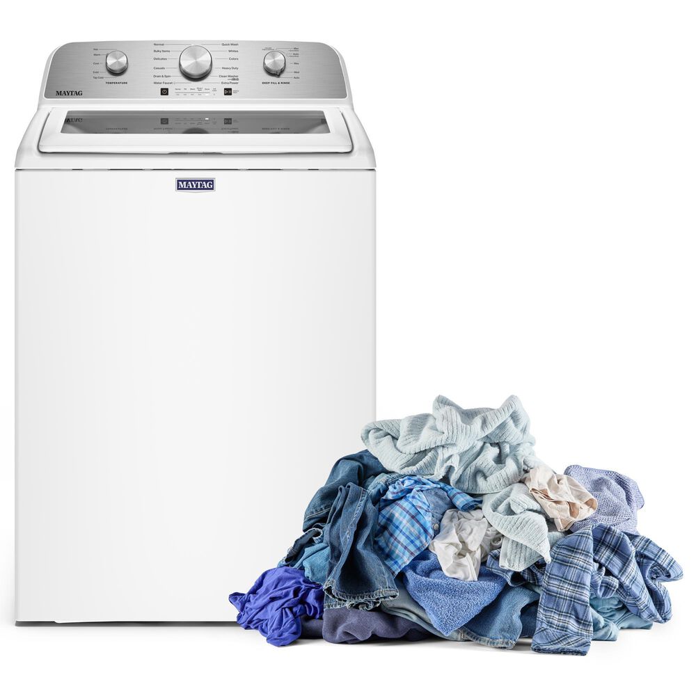 Maytag 4.7 Cu. Ft. Top Load Agitator Washer and 7.0 Cu. Ft. Top Load Electric Wrinkle Prevent Dryer in White, , large
