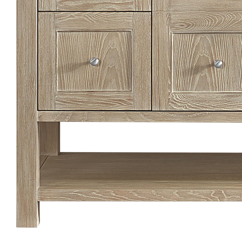 James Martin Vanities Breckenridge 60&quot; Single Bathroom Vanity in Whitewashed Oak with Single Hole 3 cm White Zeus Quartz Top and Rectangular Sink, , large