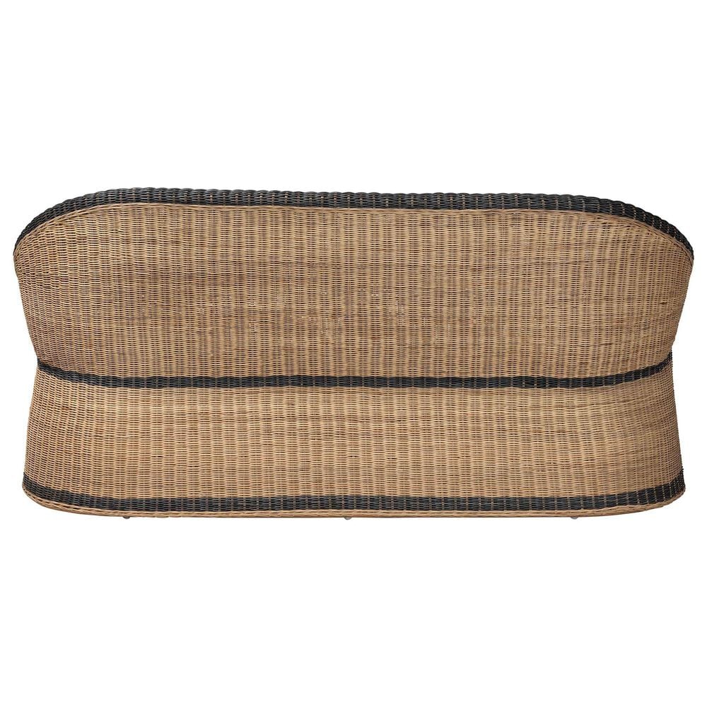 Baxton Studio Emiliana Stationary Loveseat with Natural Brown and Black Rattan in Neutral, , large