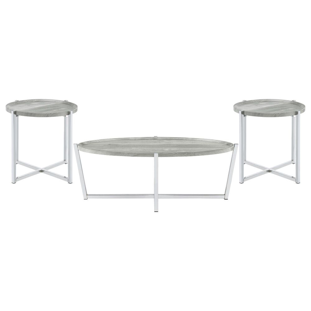 Mayberry Hill Landry Table Set in Grey and Chrome (Set of 3), , large