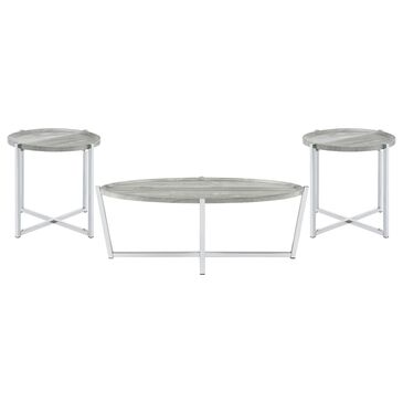 Mayberry Hill Landry Table Set in Grey and Chrome (Set of 3), , large