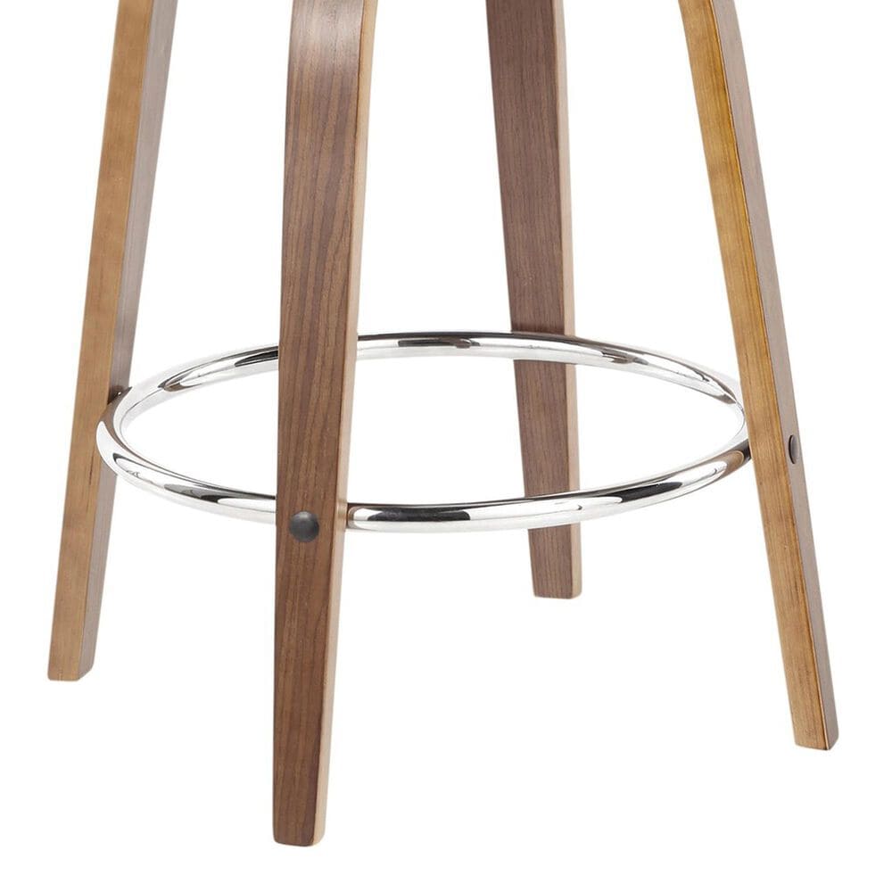 LumiSource Toriano Swivel Counter Stool with Grey Fabric Upholstery in Walnut and Chrome (Set of 2), , large