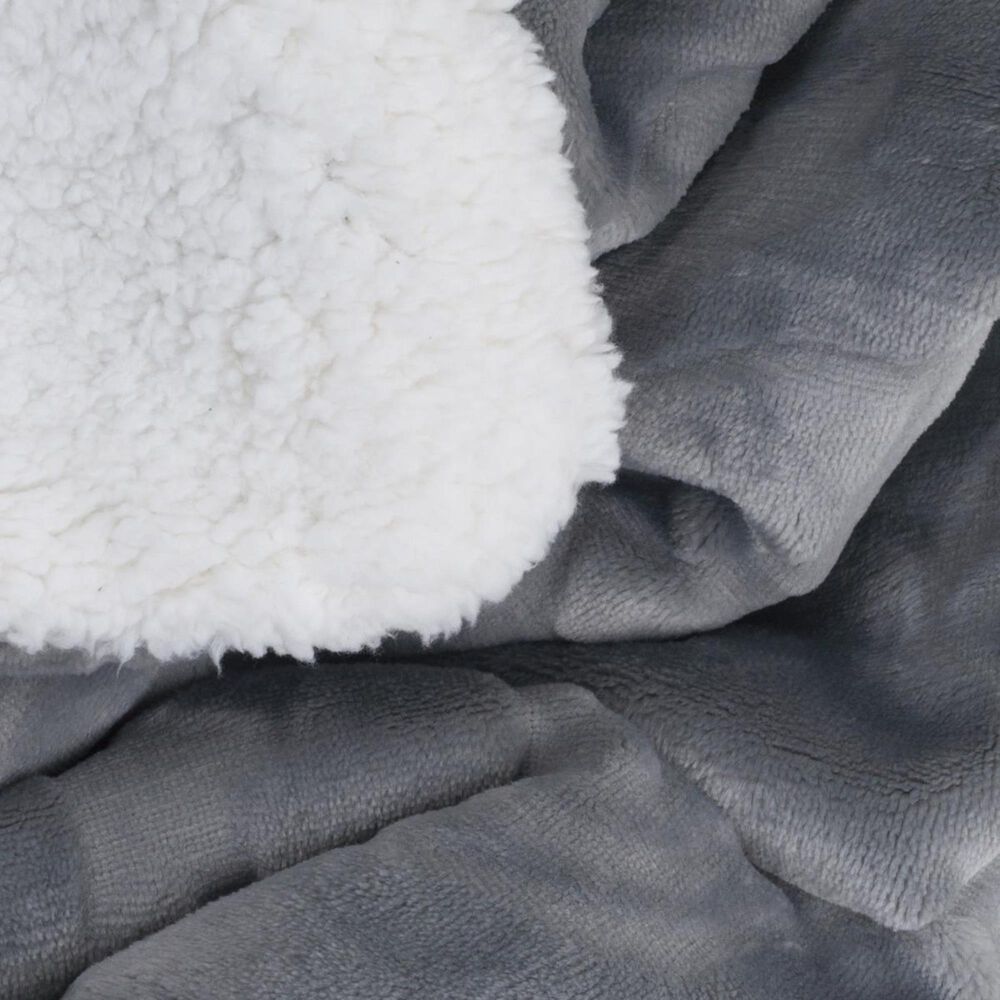 Timberlake Floral Etched Fleece Blanket with Sherpa, , large