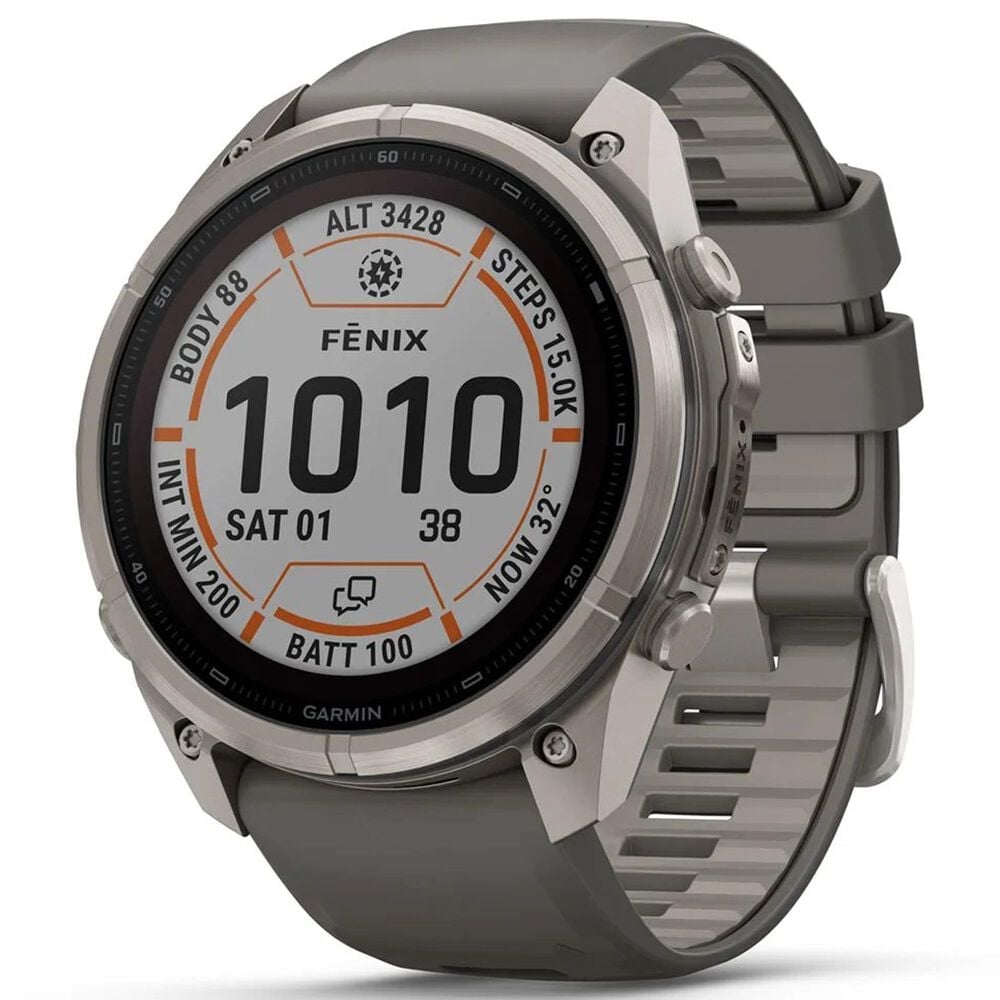 Garmin fenix 9 Pro inReach Solar Smartwatch 51mm Titanium with Pebble Gray and Silver Gray Silicone Band, , large