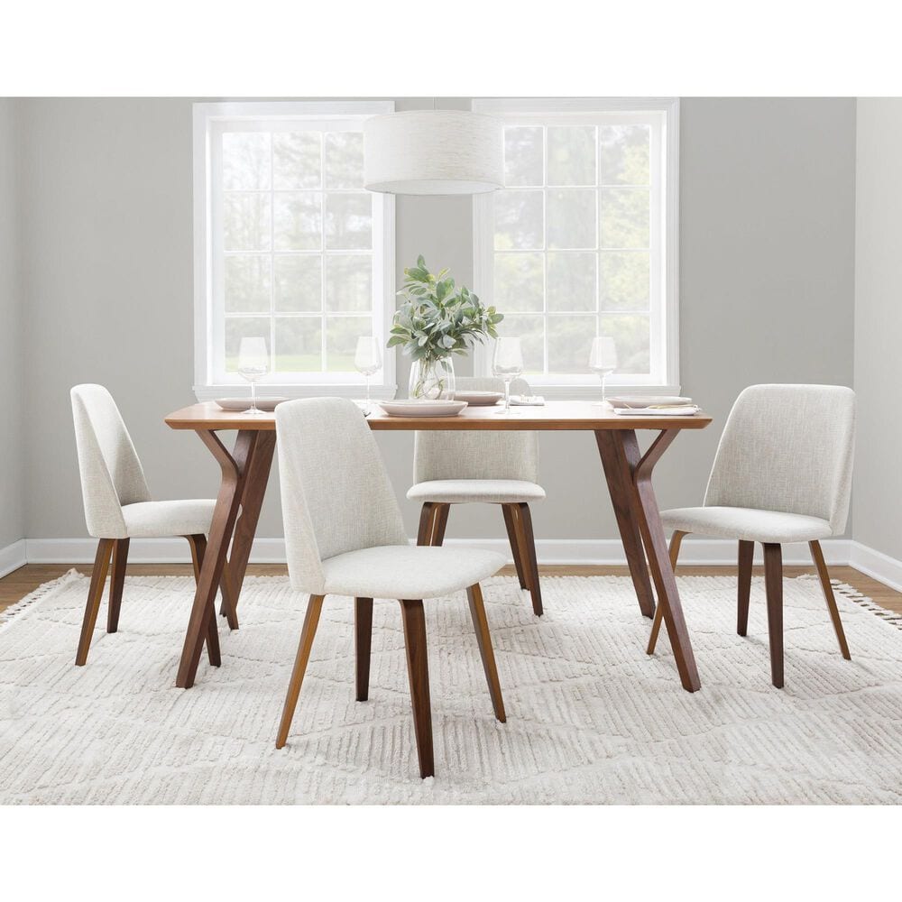 Lumisource Toriano Side Chair with Beige Cushion in Walnut (Set of 2), , large