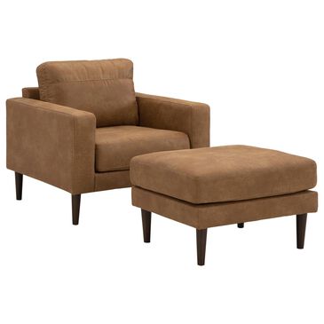 Ashley Telora Chair and Ottoman in Caramel, , large