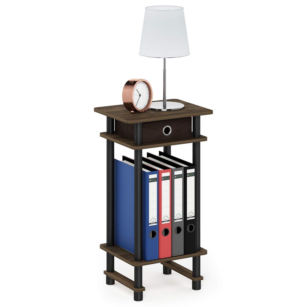 HOMLUX Turn-N-Tube Tall End Table in Columbia Walnut, Black and Dark Brown, , large