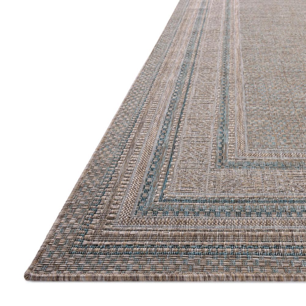 Amber Lewis x Loloi Topanga 5&#39;3&quot; x 7&#39;6&quot; Natural and Teal Indoor/Outdoor Area Rug, , large