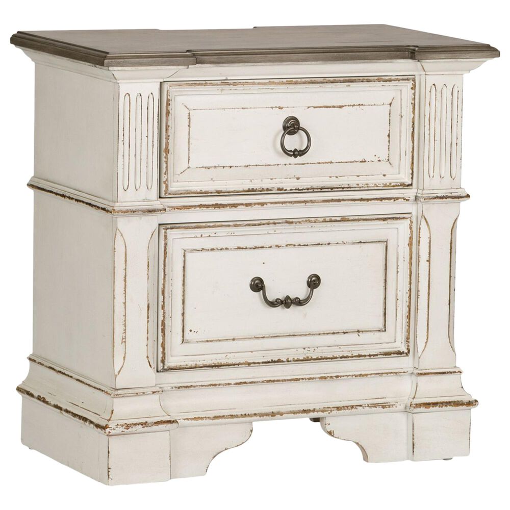 Belle Furnishings Abbey Park 2 Drawer Nightstand with Charging Station in White, , large