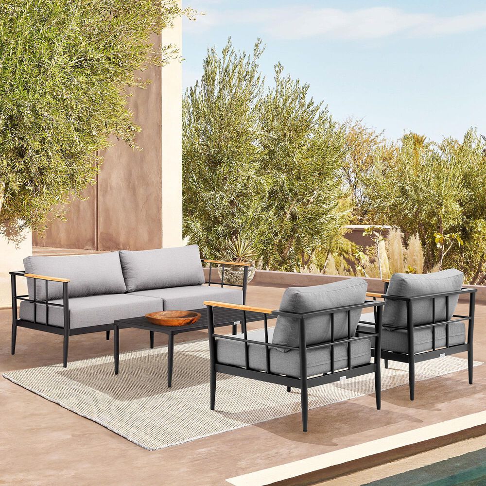 Blue River Shari 4-Piece Patio Conversation Set in Black, , large